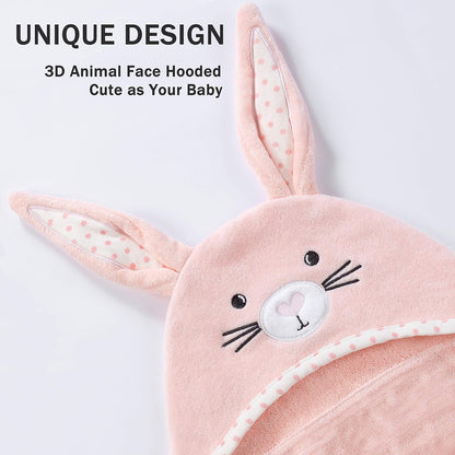 TBEZY Baby Hooded Towel - Ultra Soft Thick Cotton Bath Towel with Unique Bunny Design for Newborns