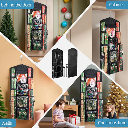 Skiennix Wrapping Paper Storage Organizer - Double-Sided Gift Wrap Holder | 360° Rotating Design for Crafts & Accessories
