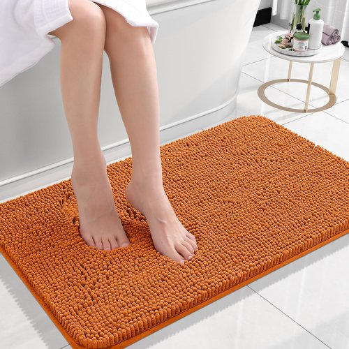 OLANLY Bathroom Rugs 24x16, Extra Soft Absorbent Chenille Bath Rugs, Rubber Backing Quick Dry, Machine Washable Bath Mats for Bathroom Floor, Tub and Shower, Home Decor Accessories, Clay