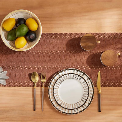 Macrame Style Boho Table Runner, 108" x 12" Terracotta - Handcrafted