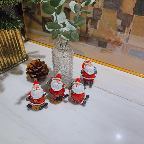 Crafjie Christmas Miniature Figurines - 4PCS Santa Claus Ornaments for Festive Holiday Decor