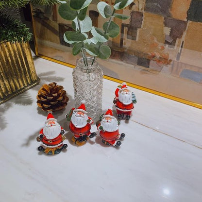 Crafjie Christmas Miniature Figurines - 4PCS Santa Claus Ornaments for Festive Holiday Decor
