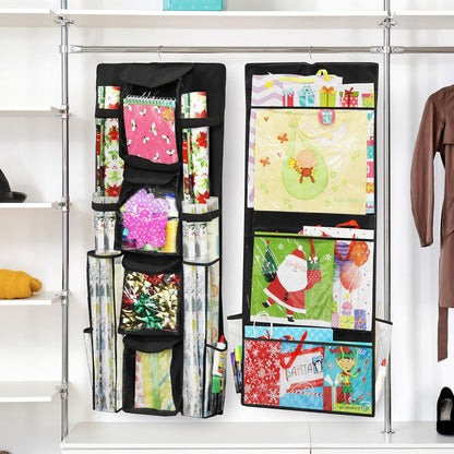 Simple Houseware Gift Wrap Organizer - Double-Sided Storage Pockets, Black | Set of 1