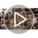 Holiday Gift Packaging Set with Pine Picks Ribbon Tags - Wine Red