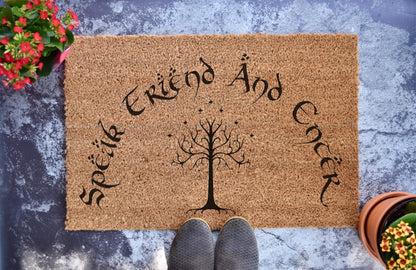 Speak Friend And Enter - Lord of the Rings - Personalized Doormat - Wedding Gift - Housewarming Gift (24" x 16")