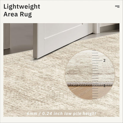Soalmost Area Rugs - Non-Slip, Machine Washable Vintage Design | Lightweight 9x12 Beige Rug for Living Room, Bedroom, Dining Room, Home Office
