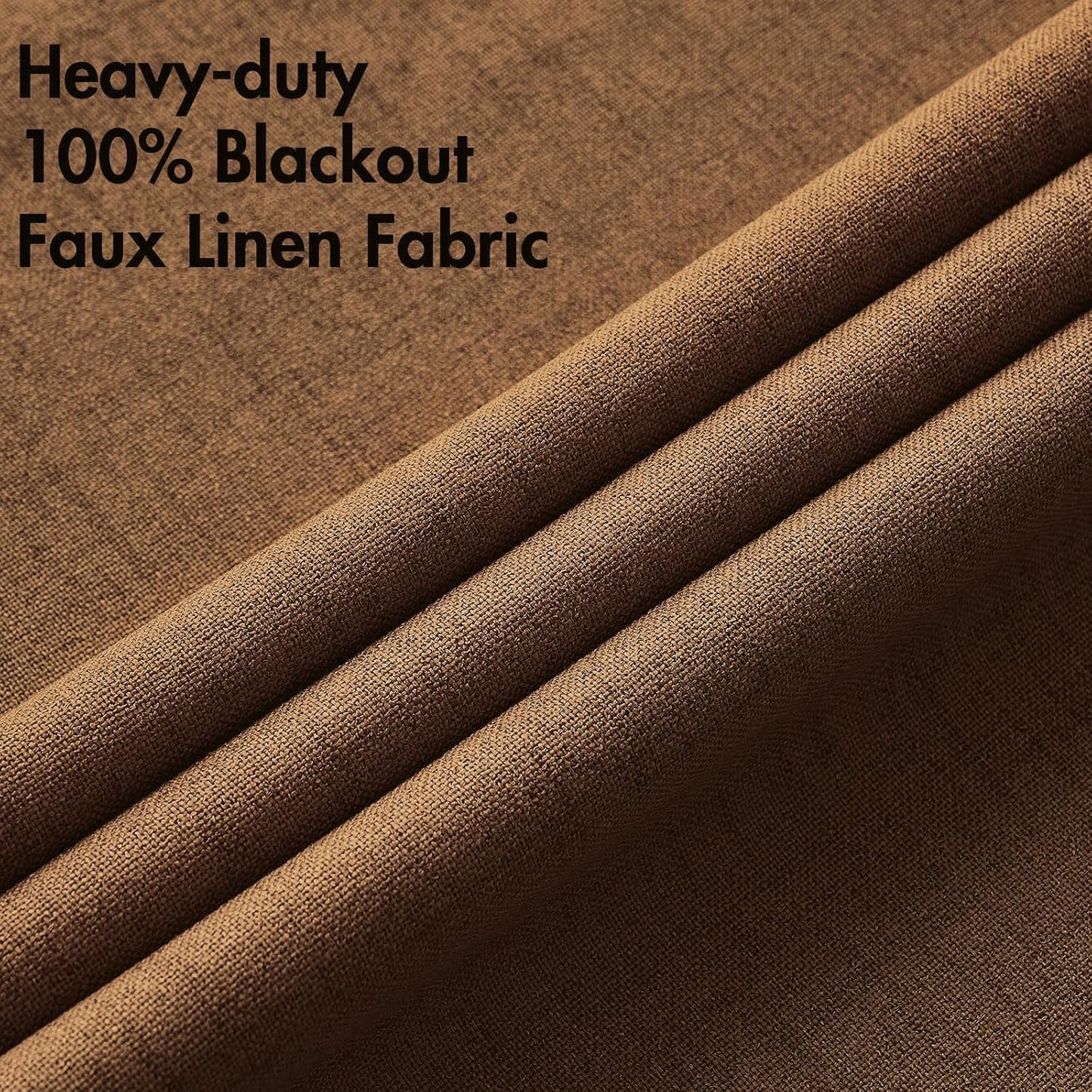 MIULEE 100% Blackout Linen Curtains - Thermal Insulated Brown Grommet Drapes | 52 x 84 Inch (2 Panels)