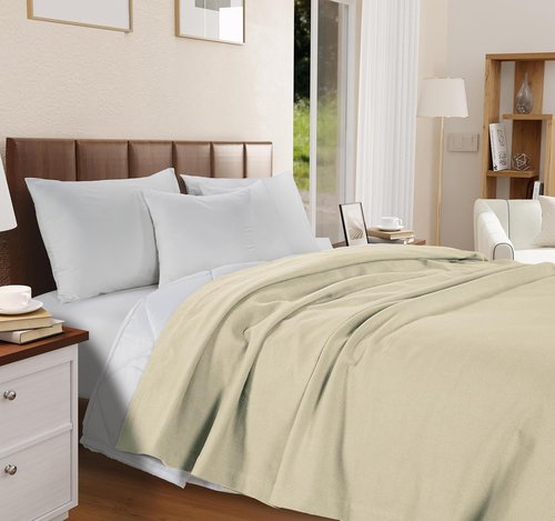 **LANE LINEN King Size Blanket - 100% Cotton, Soft & Cozy - Premium All-Season Luxury in Tan**