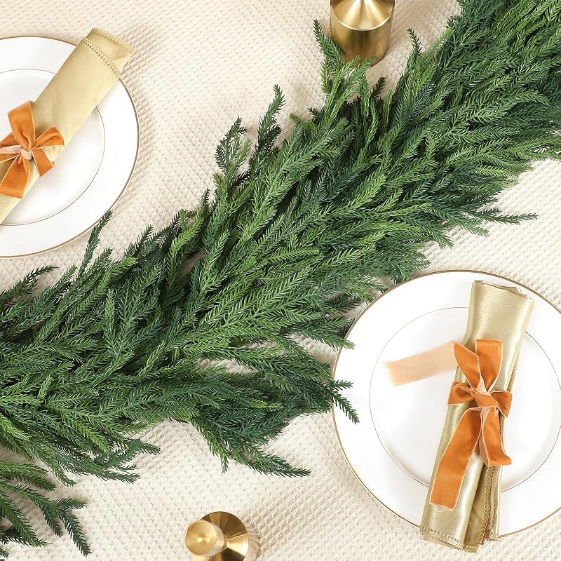 9 ft Deluxe Norfolk Pine Garland - Realistic Artificial Christmas Greenery, Variation 1+9 feet