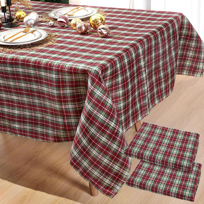 Frienda 2pcs Christmas Checkered Tablecloth 52 x 70 Inch Red Green - Variation Red Green+52 x 70 Inch