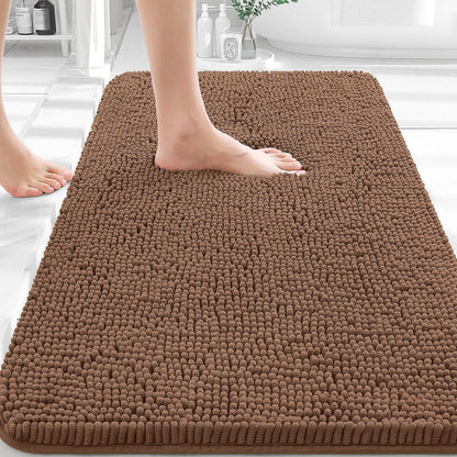 OLANLY Bathroom Rugs - Extra Soft Absorbent Chenille Mats | Quick Dry, Machine Washable, 36x24 Mocha