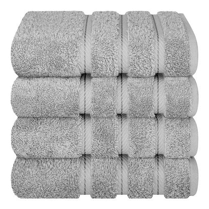 American Soft Linen Luxury Hand Towels for Bathroom, 600 GSM Heawy Weight 16x28 Size 100% Cotton Turkish 4 Piece Hand Face Towel Set, Light Grey Hand Towels