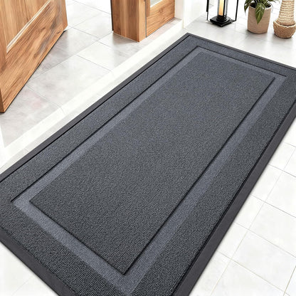 OLANLY Indoor Outdoor Front Door Mat - Waterproof All-Season Doormat, Easy Clean, 47x23, Charcoal Gray
