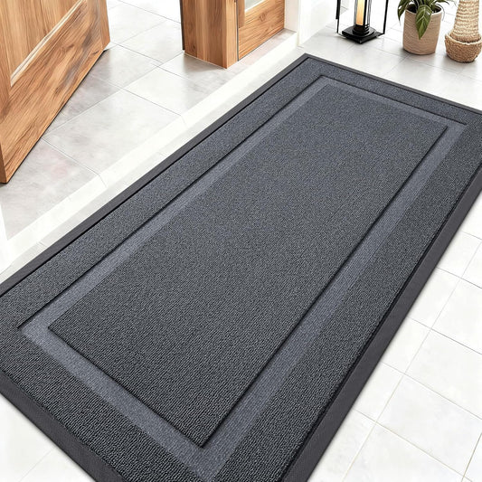 OLANLY Indoor Outdoor Front Door Mat - Waterproof All-Season Doormat, Easy Clean, 47x23, Charcoal Gray