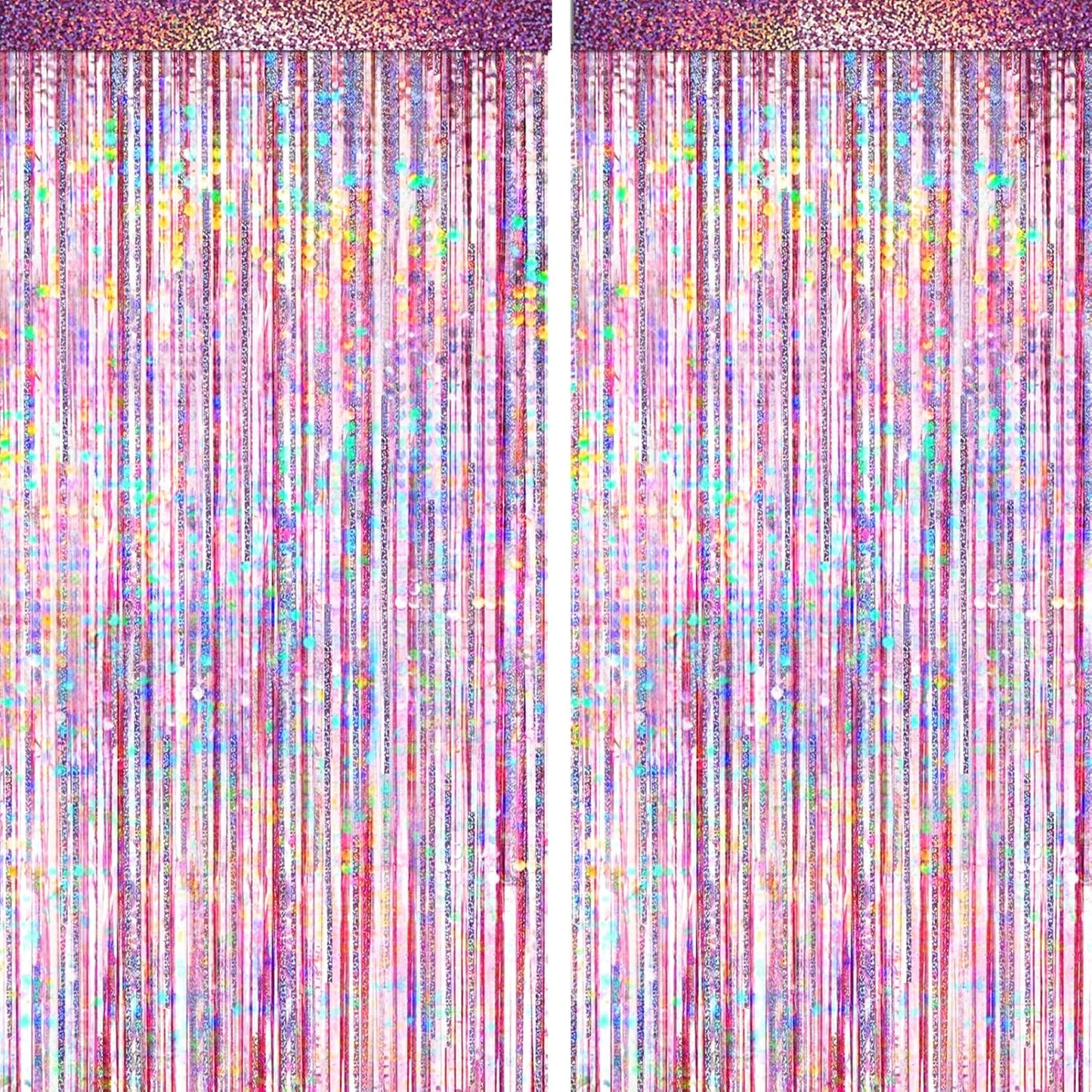 Pink Foil Fringe Curtain by [Brand Name] - 4 Pack Metallic Tinsel Backdrop for Birthday & Wedding Decor