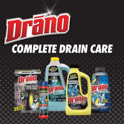 Drano Gel Drain Clog Remover and Cleaner 16oz and Snake Plus Tool 23 inches, Unclogs tough blockages, Commercial Line