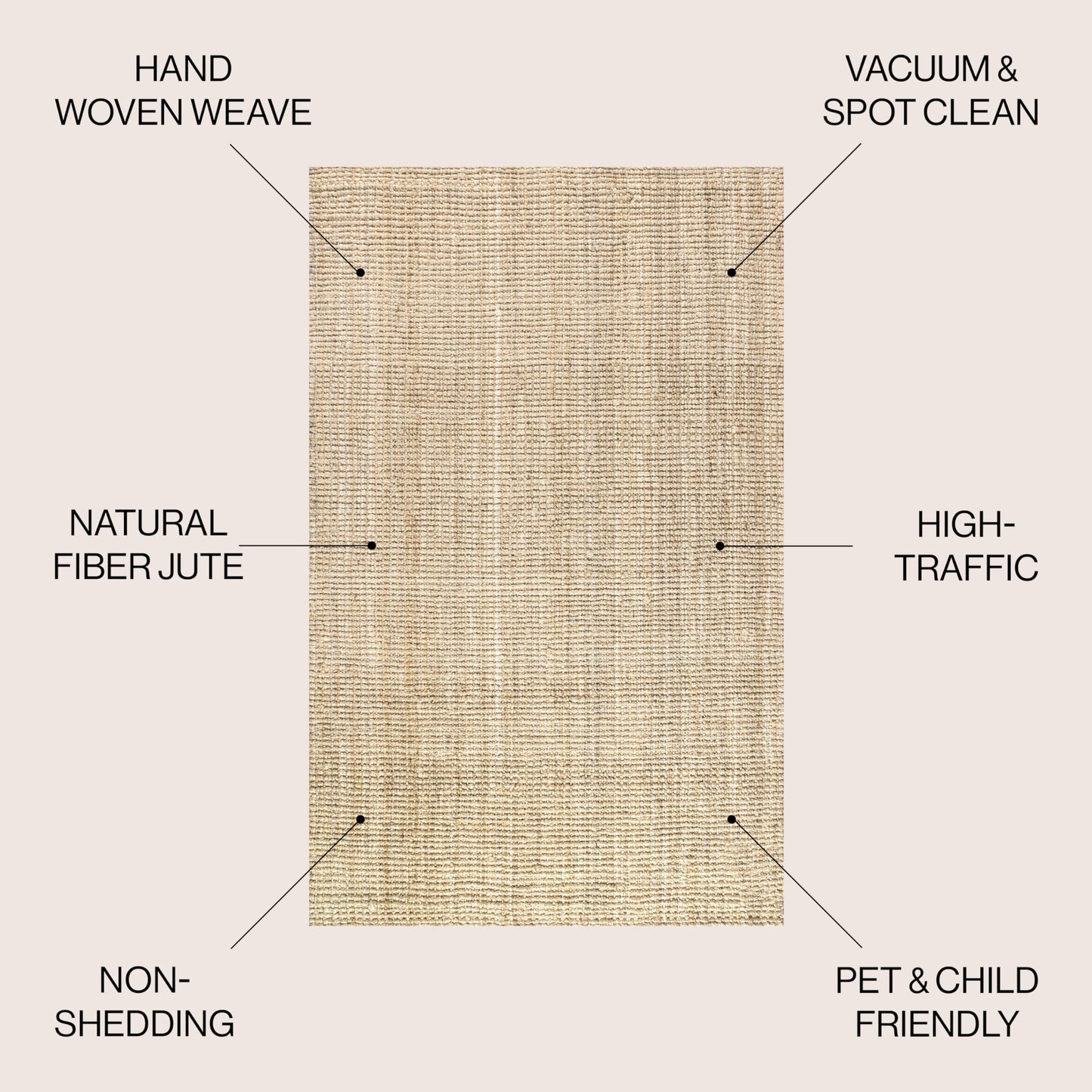 JONATHAN Y NFR103A-6SQ Hiro Hand Woven Chunky Jute Ivory 6' Square Area Rug Rustic, Vintage, Industrial, Perfect for Bedroom, Living Room, Kitchen