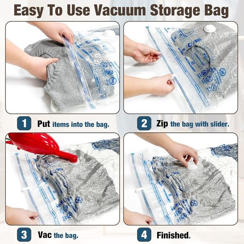 HIBAG Vacuum Storage Bags - 10 Jumbo Space Saver Seal Bags for Clothes, Comforters & Bedding
