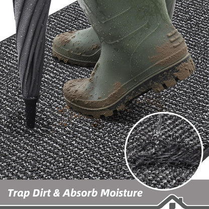 BEQHAUSE Dirt Trapper Door Mat - Non-Slip, Washable Entryway Rug | 17" x 30", Charcoal Color