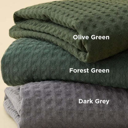 Bedsure Luxury Waffle Duvet Cover Queen Size - Textured Duvet Cover Set, Soft, Breathable Bedding Set (90"x90") with 2 Pillow Shams for All Season, Olive Green, Comforter Not Included