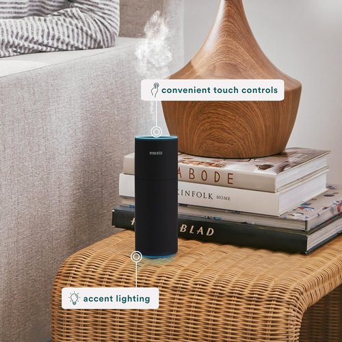 Homedics Portable Humidifier - Cool Mist Air Humidifier with Color-Changing Light | Perfect for Bedroom, Office & Travel - Matte Black