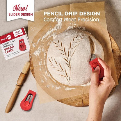KneadAce Bread Lame - Upgraded Magnetic Dough Scoring Tool with 5 Razor Blades & Patterns Booklet