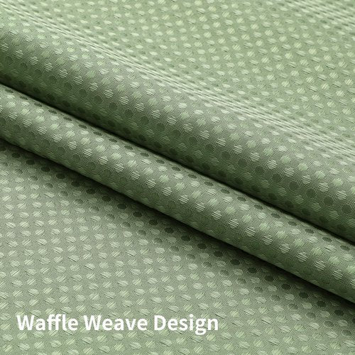 Colorful Star No Hook Shower Curtain with Snap in Fabric Liner, Waffle Weave Heavy Duty Thick Shower Curtains with Mesh Top Window, Hotel Style Waterproof Bathroom Curtain Set, 72'' x 75'', Sage Green