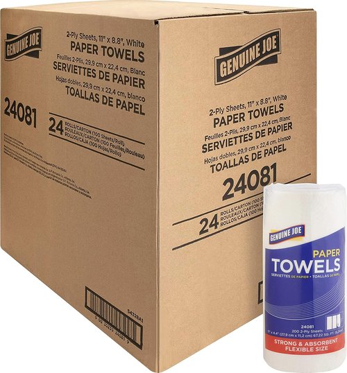 Genuine Joe Paper Towels - 200 Count Bulk Pack for Home & Office | 24 Rolls