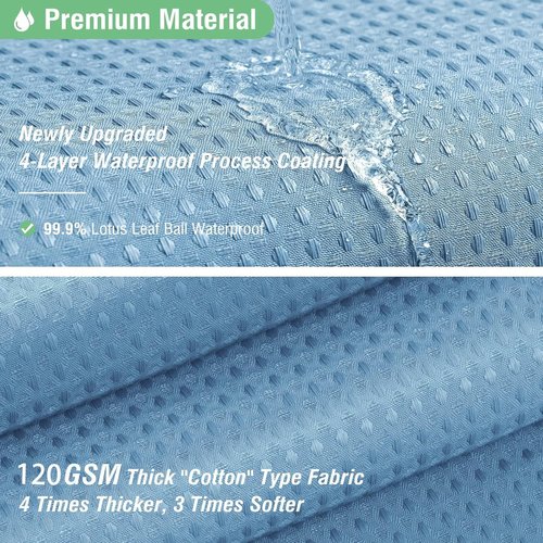 Wekayli Light Blue Shower Curtain - Waffle Textured Heavy Duty Thick Fabric Shower Curtains for Bathroom, with Grommets and 12 Stainless Steel Hooks 72''x72''