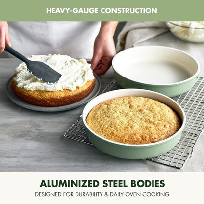 GreenPan Bakeware Set - 7 Piece Nonstick Ceramic Baking Sheets & Pans | PFAS & BPA Free, Sage Green