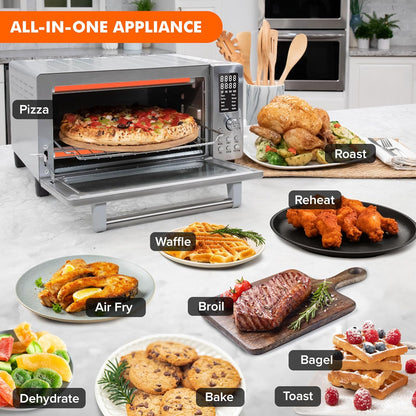 Nuwave Bravo Air Fryer Toaster Oven - 10-in-1 Convection Cooking, 21-Qt Capacity, Stainless Steel