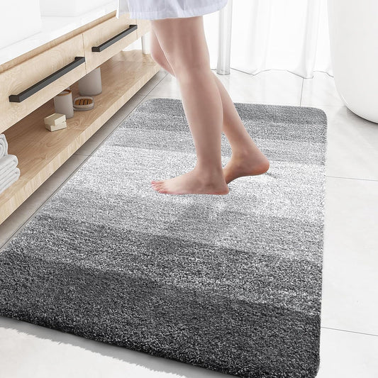 OLANLY Large Bathroom Rugs - Extra Soft Microfiber Mat 59x35 | Quick Dry, Machine Washable, Grey