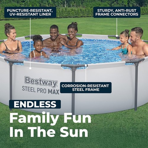 Bestway Steel Pro MAX 10' x 30" Above Ground Pool - Durable Round Metal Frame with Filter Pump & Cartridge