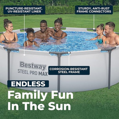 Bestway Steel Pro MAX 10' x 30" Above Ground Pool - Durable Round Metal Frame with Filter Pump & Cartridge