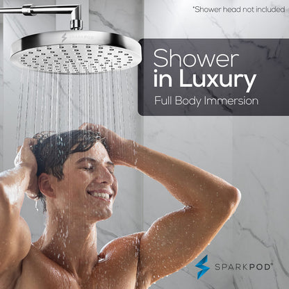 SparkPod 11 Inch Expandable Shower Arm with Flange - Solid Stainless Steel Shower Head Extension Arm, Wall-Mounted - Extends up to 18" - Plumber's Tape Included (Expandable, Luxury Polished Chrome)