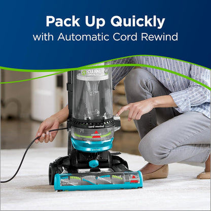 Bissell 2254 CleanView Swivel Rewind Vacuum - Powerful Pet Hair Pickup & Automatic Cord Rewind | Teal