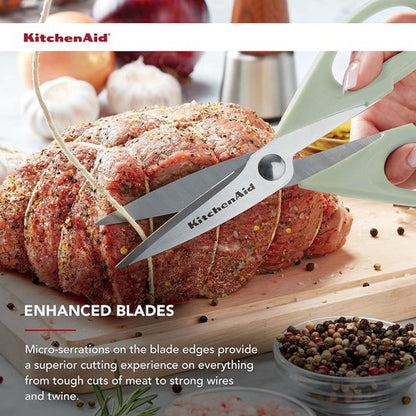 KitchenAid All-Purpose Kitchen Shears - Durable Stainless Steel Scissors with Soft Grip Handle | 8.72 Inch, Pistachio (Pack of 2)