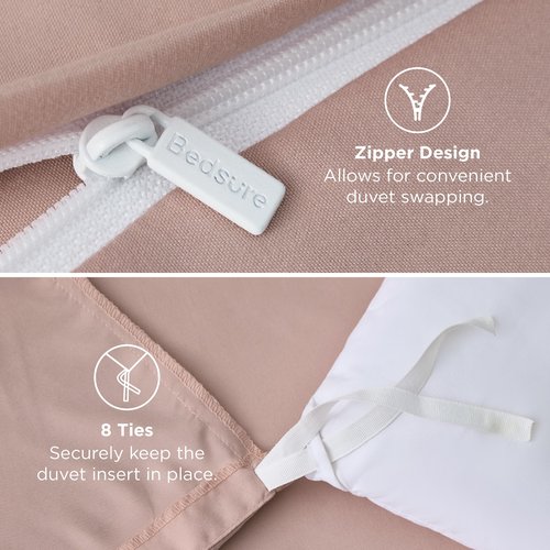 Bedsure Duvet Cover King Size - Soft Double Brushed Bedding Set for Kids & Adults, Zipper Closure, 3 Pieces, Includes 1 Duvet Cover (104"x90") & 2 Pillow Shams, NO Comforter, Dusty Rose