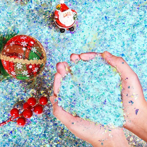 Aoriher Artificial Snow - Sparkling Glitter Flake Decoration for Christmas Trees | 0.55 Pound