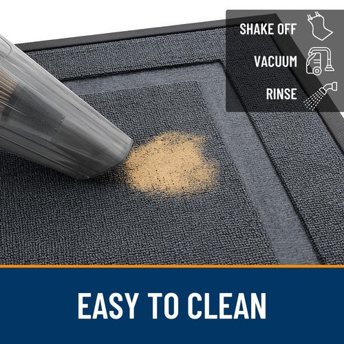 OLANLY Front Door Mat Indoor Outdoor Entrance, Waterproof All-Season, All-Weather Doormat, Sturdy Natural Rubber, Low Profile, Easy Clean Patio Porch Entryway Mat, 59x34, Charcoal Gray