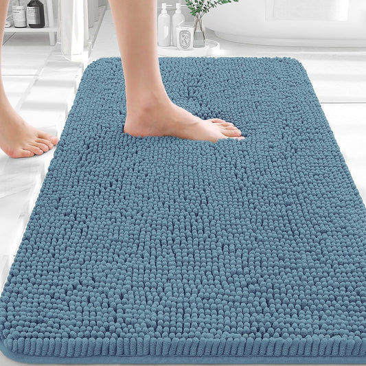 OLANLY Bathroom Rugs - Extra Soft Absorbent Chenille Mats | Quick Dry, Machine Washable, 36x24, Airy Blue
