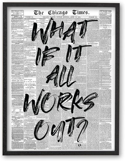 iHery Framed Wall Art - Natural Black Oak 12x16in Motivational Canvas Decor for Bedroom & Living Room