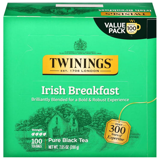 Twinings Irish Breakfast Black Tea - Bold & Robust Flavor, 100 Individually Wrapped Teabags