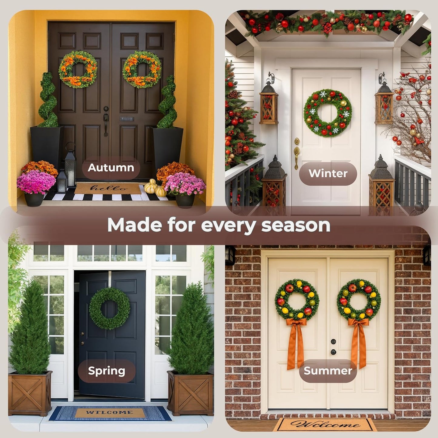Pure Garden 19.5-Inch Boxwood Wreath - UV Resistant Artificial Wreath for All Seasons | Indoor/Outdoor Decor
