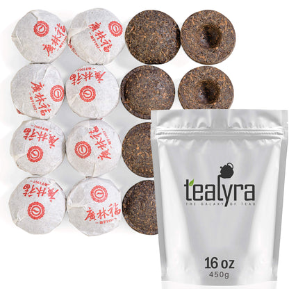 Tealyra - Pu Erh Menghai - Ripe Tuo Cha Mini Cakes - Puerh Tea - Individually Wrapped - 8-ounce (37-39pcs)