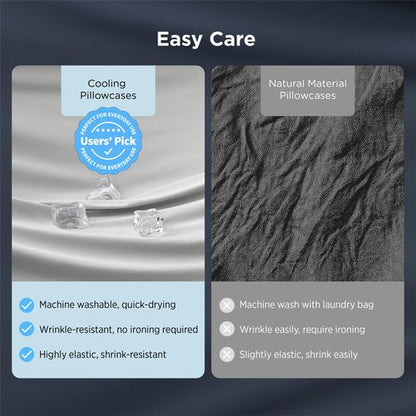 Bedsure Cooling Pillow Cases for Hot Sleepers, Cool Pillowcases for Night Sweats, Zipper Pillow Cases Queen Set of 2, Silky Soft & Breathable Cold Pillow Covers for Hair & Skin, Grey, 20x30 Inches