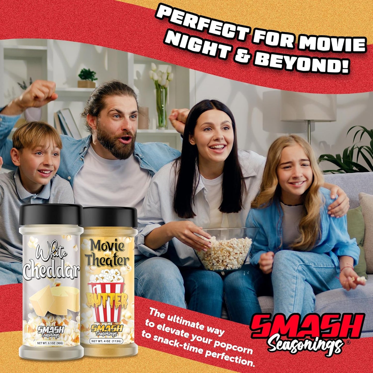 White Cheddar & Movie Theater Butter Popcorn Seasoning Shaker - Double Flavor Blend for Snacks | 2 Pack