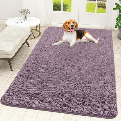 OLANLY Dog Door Mat - Absorbent Non-Slip Washable Doormat for Muddy Paws | 70x46 Deep Plum