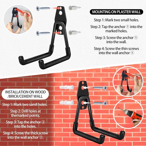 Heavy Duty Garage Hooks 18 Pack by [Brand Name] - Anti-Slip Coating for Bikes, Ladders & Tools