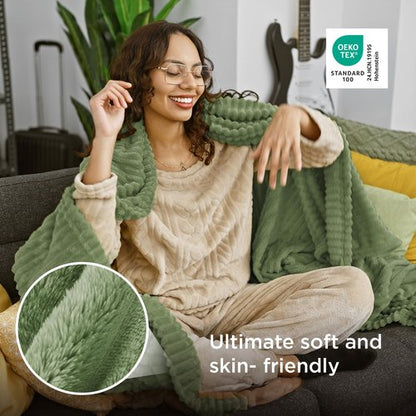 Bedsure GentleSoft Reseda Twin XL Blanket for Bed - Cozy Soft Blankets for Women, Cute Small Fleece Throws for Girls, Birthday Gifts for Women Decor Gifts for Mom, 66x90 Inches